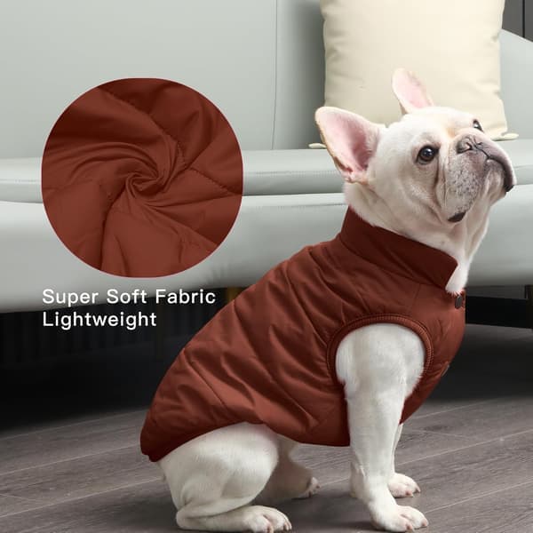 Vindtät Hundjacka med 2-Lagers Fleece Foder - Extra Varm och Mjuk Vinterjacka Brun M Brown M