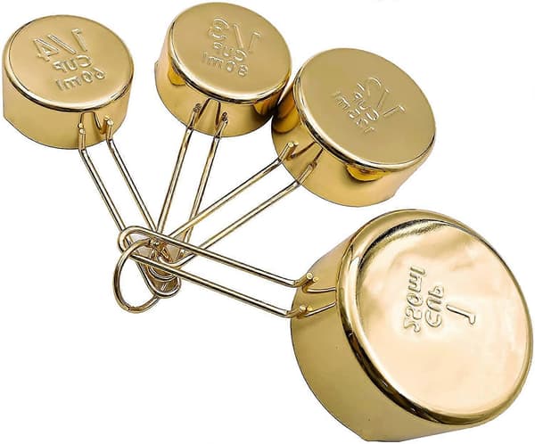 4 st mätkoppar i rostfritt stål, kökstillbehör, bakning, te, kaffe, mätverktyg (guld-4 st)