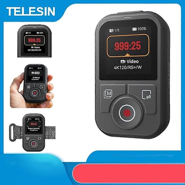 TELESIN 60M Bluetooth fjärrkontroll för DJI OSMO Action 4/5/6 & 360, handledsrem ingår