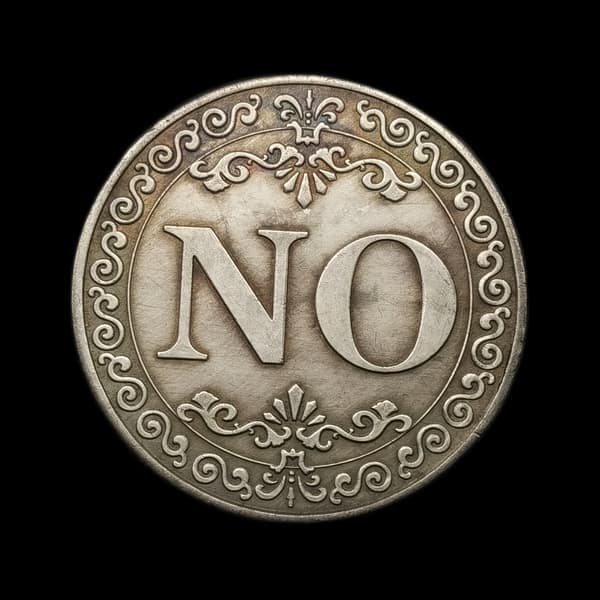 Beslutsmynt - Dubbelsidig Ja/Nej, Antik Silvergrå, Dekorerad med Blommotiv, Samlarobjekt, Perfekt Present
