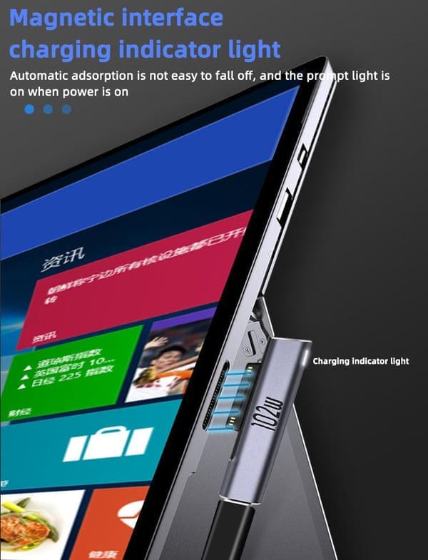 NÖRDIC USB-C ladeadapter for Microsoft Surface 15V 6.8A 102W Sølv