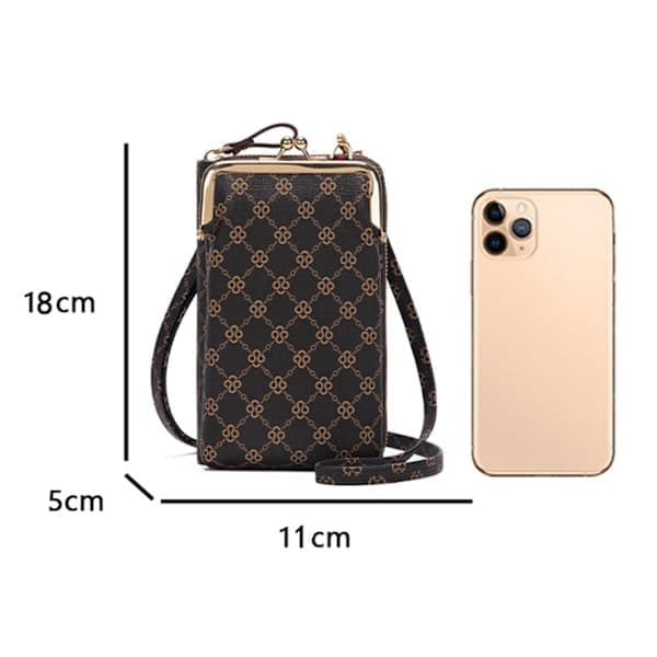 Dame Skuldertaske Crossbody Trykt Pung Mini Telefon Taske - Spot Salg Sort Sort Black
