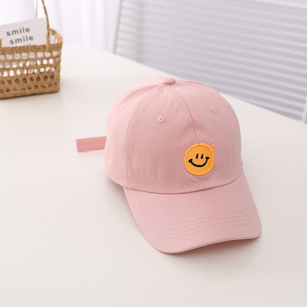 Smiley Face Lue Barn Baseball Cap Jenter Gutter Justerbar Småbarn Baseball Cap Søt Broderte Lue 4-10 År Rosa