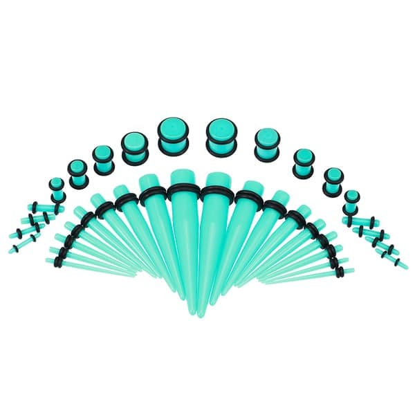 36 st mode akryl öronpropp avsmalnande expander O-ring stretching kit ljusgrön