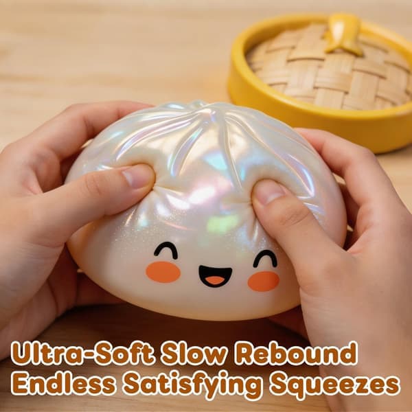 Blinkande Dumpling Squishy Leksak med Låda, Lysande Stressavlastande Klämleksak (Röd) röd red