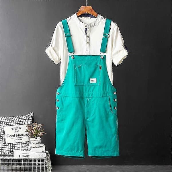 Retro Bib Shorts til mænd, løse, lige, afslappede arbejdsbukser til mænd