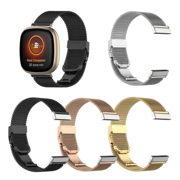 Klokkerem i rustfritt stål til Fitbit Sense / Versa 3 - Svart Svart