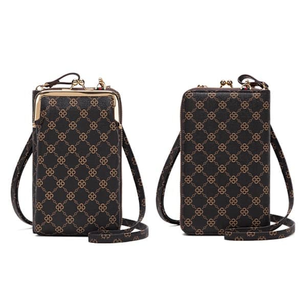 Dame Skuldertaske Crossbody Trykt Pung Mini Telefon Taske - Spot Salg Sort Sort Black