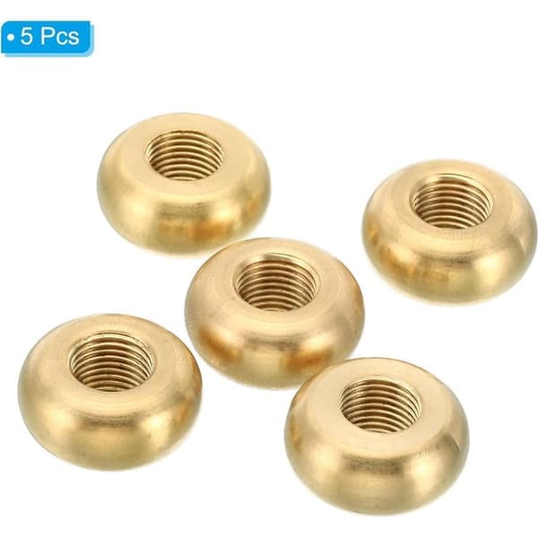 M10x1 Rund låsmutter, 5-pack massiv mässing platt kant tunn skruvlåsmutter för möbellampa, 22mmx10mm