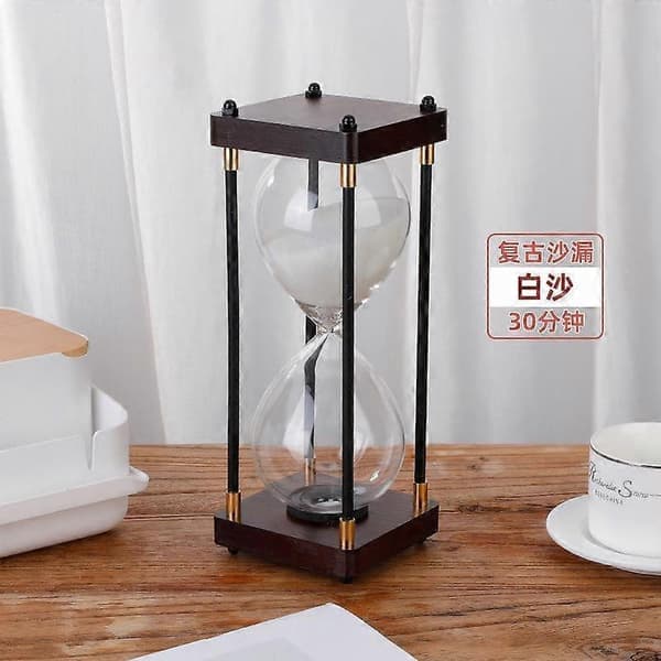 Stort timeglas 60 minutter, timeglas, regnbueglas timeglas, gave timeglas, til hjemmet, skrivebord sort 30min Black 30min