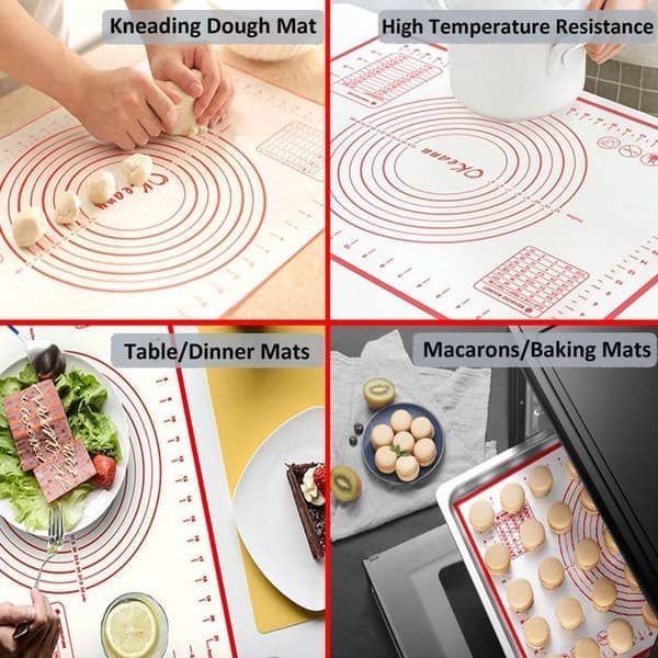 Bakematte Silikon Kjevlematte med Måleskala Non-Stick 30x40cm Hvit