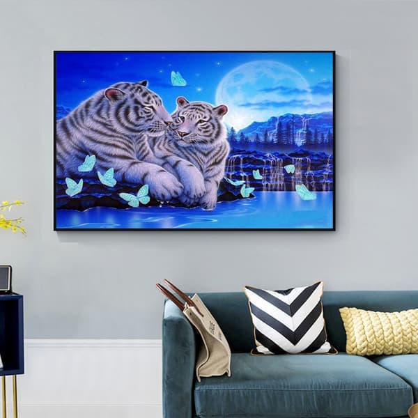 30 x 40 cm, tiger Diamantmålning Diamantbroderi Målning Ca.