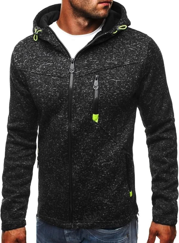 Hættetrøje til mænd, lynlås, letvægtsjakker, sort-1 XL Black-1 XL