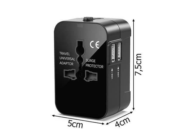 Reiseadapter-Adapterkontakt Storbritannia-USA-EU Australia 2x USB