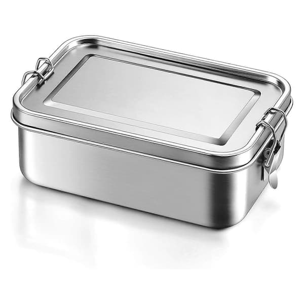 2X 28oz Bento Box, Matboks i rustfritt stål for tenåringer, Metall Bento Box med 4 fleksible rom, 850ml Matboks