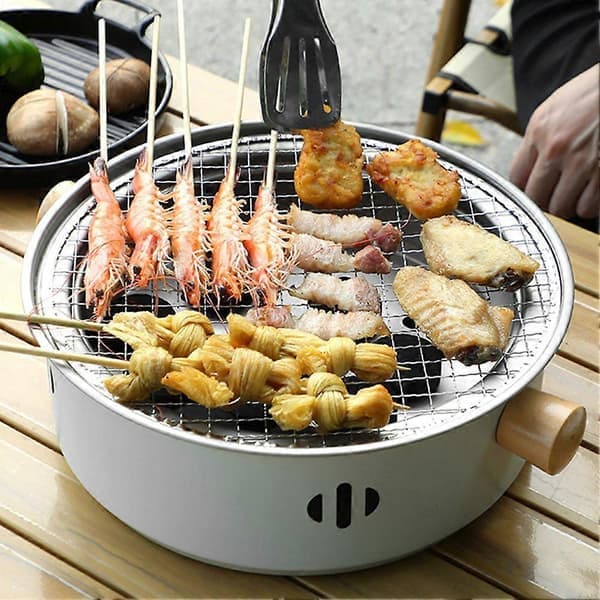 Bærbar kulgrill i rustfrit stål til indendørs og udendørs grill til hjemmefest camping (LGL) rød Red