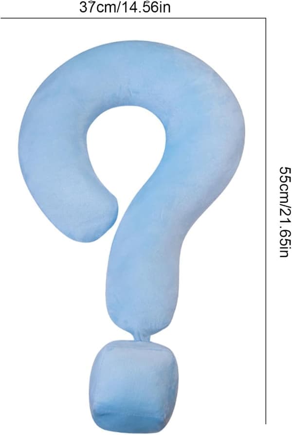 Resenackkudde - Stor konturkudde med frågetecken design 55 cm (D)