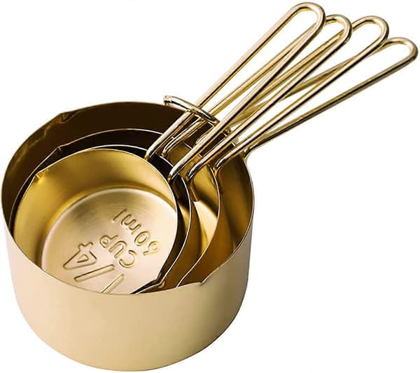 4 st mätkoppar i rostfritt stål, kökstillbehör, bakning, te, kaffe, mätverktyg (guld-4 st)