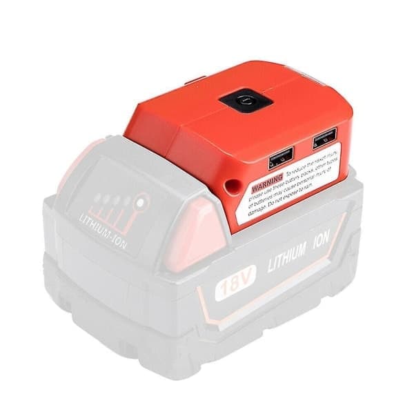 USB-lader batteriadapter 18V strøm med LED for Milwaukee 49-24-2371 M18