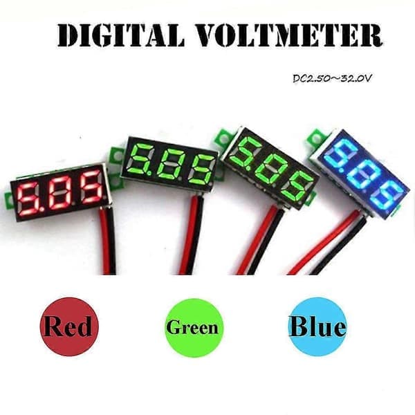 Mini DC 2.5-30V LED 3-digitalt display 2-ledninger Voltmeter Panel Volt Spenningsmåler