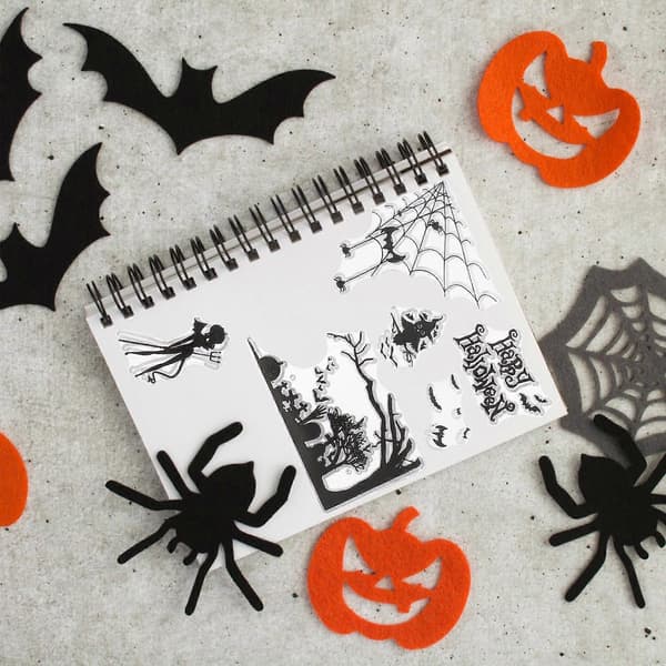 Halloween klare stempler silikone stempler til gør-det-selv brug 2 stk. spindelvævsforseglinger sorte