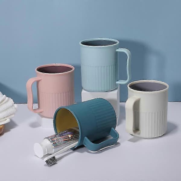 4 kpl muovimukeja, BPA-vapaat tee- ja kahvimukit kahvoilla - Yx White White