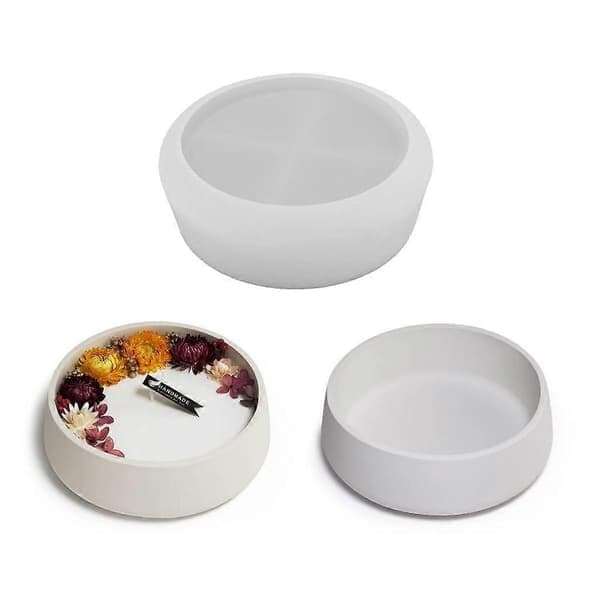 DIY oppbevaringsskål silikonform rund lysestake harpiks lysbrettform dekor