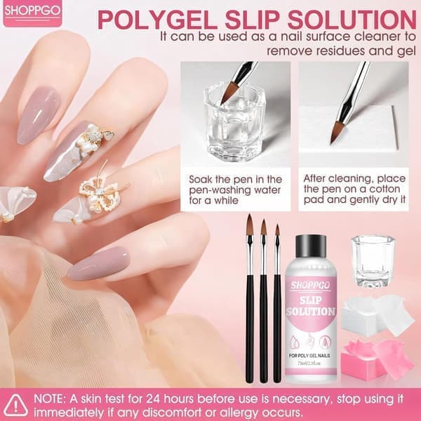 Poly Gel Slip Solution Kit - 150 ml Slip Solution för Poly Gel Förlängning