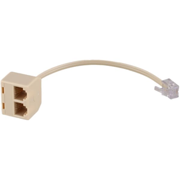 RJ11 6P4C 2-vejs telefonudgangsstikadapter separationslinje beige