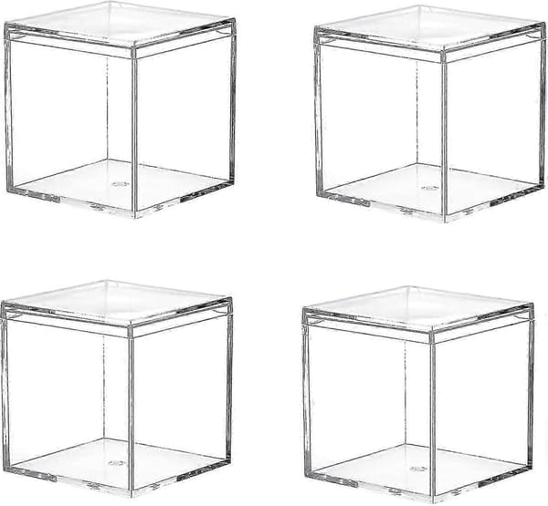 4-pack liten klar akrylplast fyrkantig kub