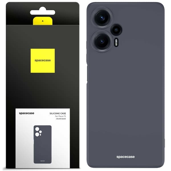 Spacecase silikonikuori Poco F5 -suoja, musta