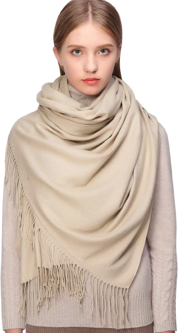 Dame Tørklæder Pashmina Sjaler og Wraps til Bryllup Tørklæder til Kvinder Vinter beige beige