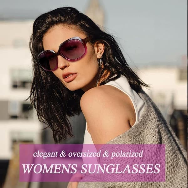 Polariserede solbriller kvinder trendy overdimensionerede store køre solbriller damer UV beskyttende store solbriller farvetone gradient Lilla Gradient gradient Purple Gradient