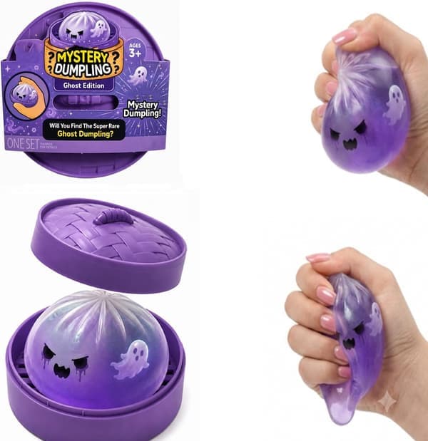 Mystisk Halloween Ghost Dumpling Squishy, ​​Färgglada Söta Bao Dumplings Klämbollar Stressavlastande Sensorisk för Högtid (Ghost Dumpling)