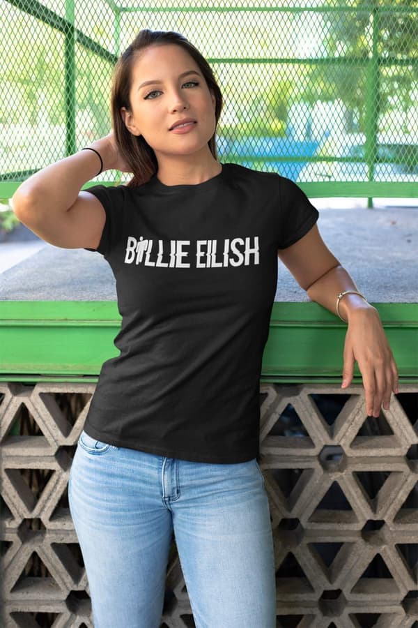 Billie Eilish t-shirt - Sort - Tekst design S Small