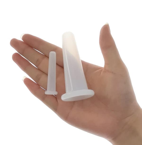 7-dels silikonkoppesett: Reduser cellulitter, hvit