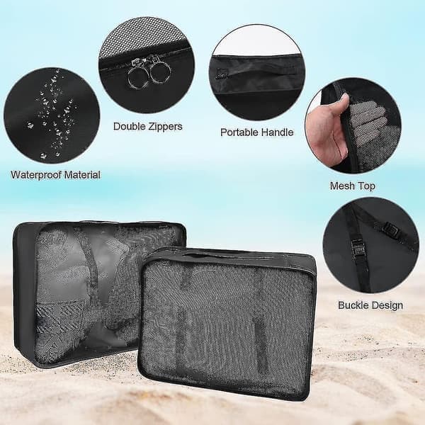 8-pack resväska organizer set - förvaringsväskor, packkuber, presenter svart Black