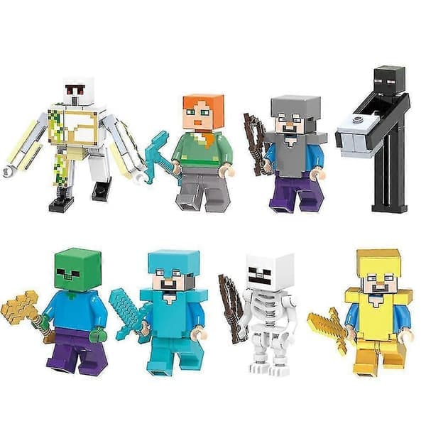 Minecraft Minifigur 8 stk./sæt Samlede Mini Byggeklodsfigurer Samlerlegetøj Børnegave