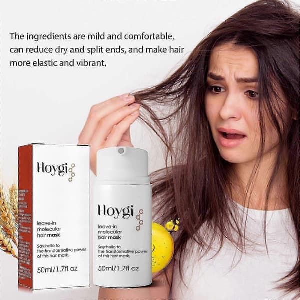 Leave-In Hårmask för Djup Reparation & Återfuktning - Mild Doft, Keratin & Veteprotein, Resevänlig 50ml, Vårdar Skadat Hår & Toppar