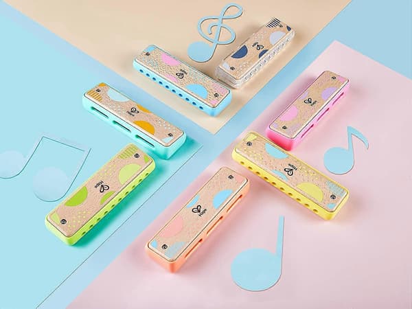 Blues Munnspill | 10-hulls musikkinstrumentleke i tre for barn, blå