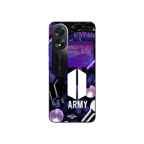 Telefoncover - MANIACASE - Oppo A58 - Silikone TPU - Sort - BTS Army Logo Sort