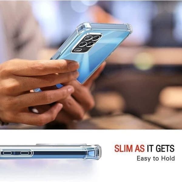 Skyddsfodral för telefon - E.F.CONNECTION - realme 8 - Silikon - Transparent - 4 förstärkta hörn Transparent