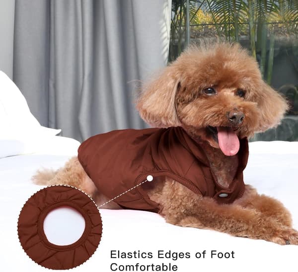 Vindtät Hundjacka med 2-Lagers Fleece Foder - Extra Varm och Mjuk Vinterjacka Brun S Brown S