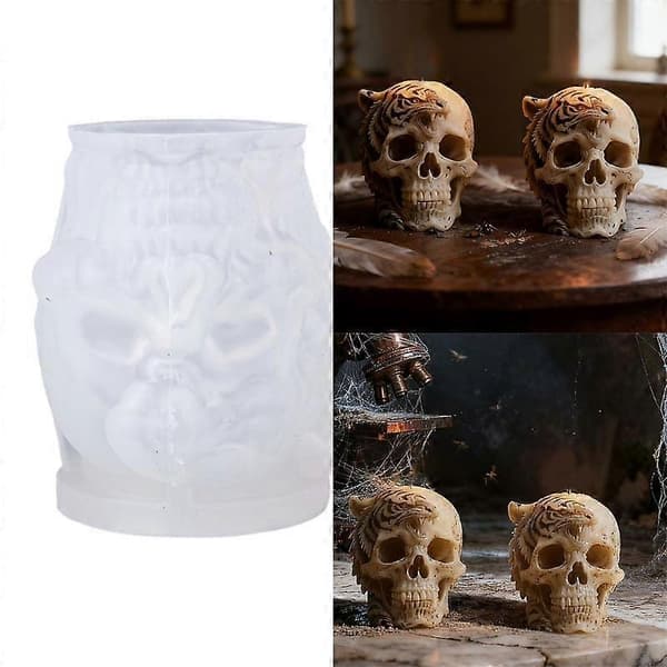 Halloween-tema lys silikoneform skelet hoved statue silikoneforme til harpiksstøbning håndlavet lys sæbefremstilling