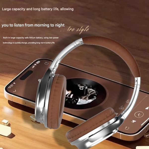 VJ901 Retro Headset i Metall med Bluetooth 6.0, Sport, Lång Batteritid