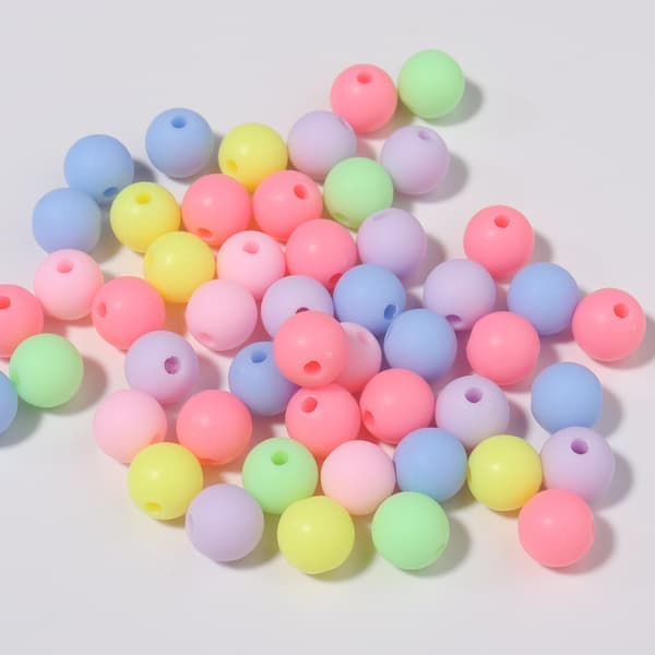 100 stk. matte akryl runde matterede slikfarvede perler, blandede perler