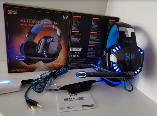 Gaming Headset Over-Ear med Mikrofon, Kablede Hodetelefoner for PC PS4 Xbox Blå Blå Blå