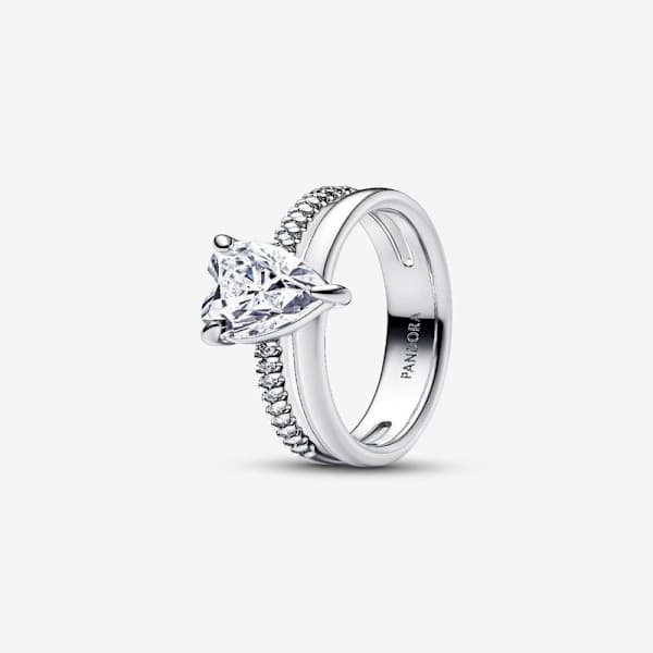 Pandora - Dobbelt rad hjertering - Sterlingsølv Omkrets: 52mm