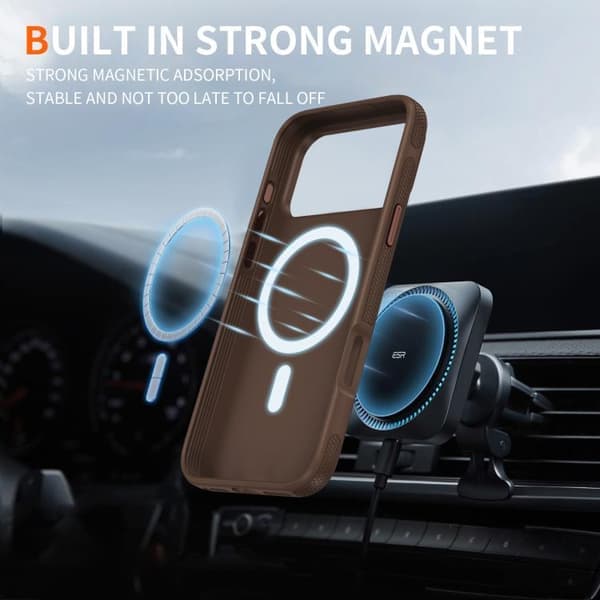 iPhone 17 Pro Magsafe Imitasjon Original PC Hybrid TPU Deksel Kaffe Kaffe