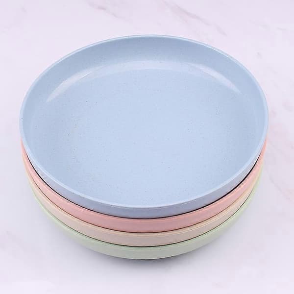 4 stykker hvetestråplate, miljøvennlig og sunn / giftfri, multifunksjonell plate, ikke lett å bryte